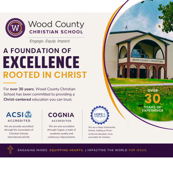 For 31 years, our school has partnered with Christian families to provide a Christ-centered education for students from Preschool through 12th grade. We are proud to maintain accreditation through both the Association of Christian Schools International (A